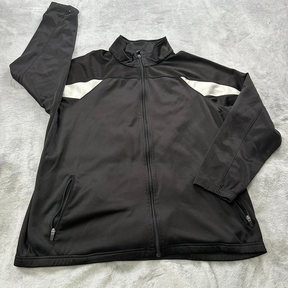 Holloway Track Jacket Mens XL Black White Full Zip Mock Neck Athletic Warmup